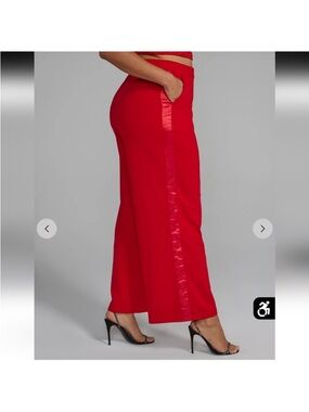 Biltmore Red Tuxedo Stripe Wide Leg Trousers 12